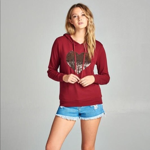 Sequin Heart Hoodie - Picture 1 of 4